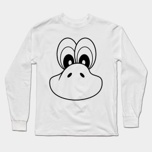 Black Minimalist Funny Emoji Cartoon Face Long Sleeve T-Shirt